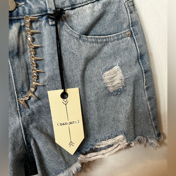 Ban•Jara Denim Shorts with Rhinestones - Picture 4 of 6